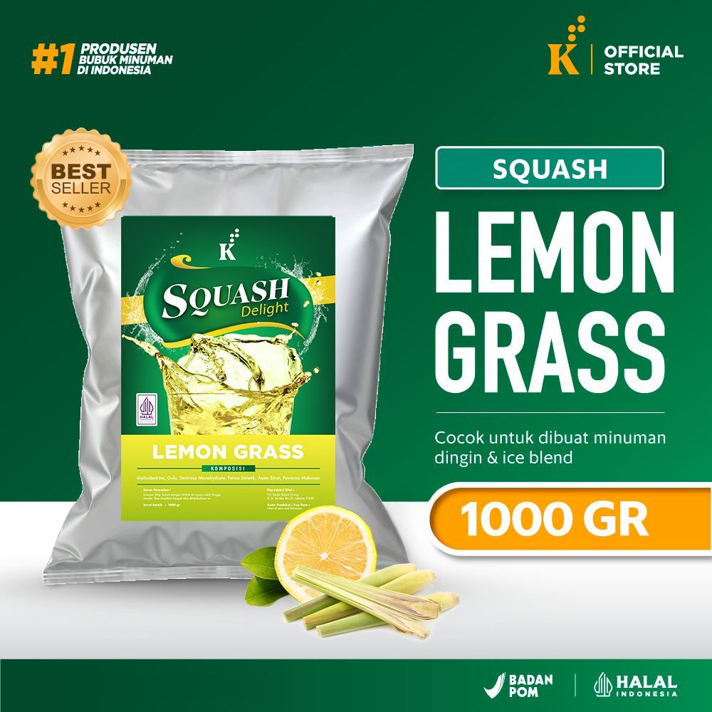 SQUASH Lemon Grass Bubuk 1Kg 7 Varian Rasa Segar Mencerahkan Tanpa Gula