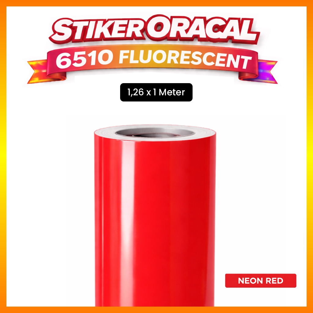 Stiker Oracal 6510 - 39 Merah Stabilo / Oracal Neon Red Lebar 126cm x 100cm