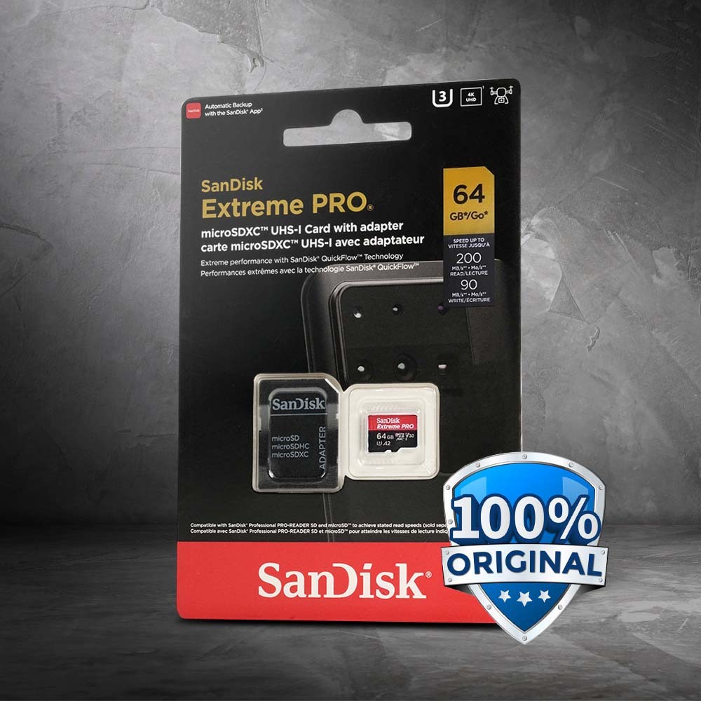 MicroSDXC UHS-I A2 V30 200MB/s 64GB SDSQXCU-064G 64GB-SDSQXCU-064G Sandisk Extreme Pro