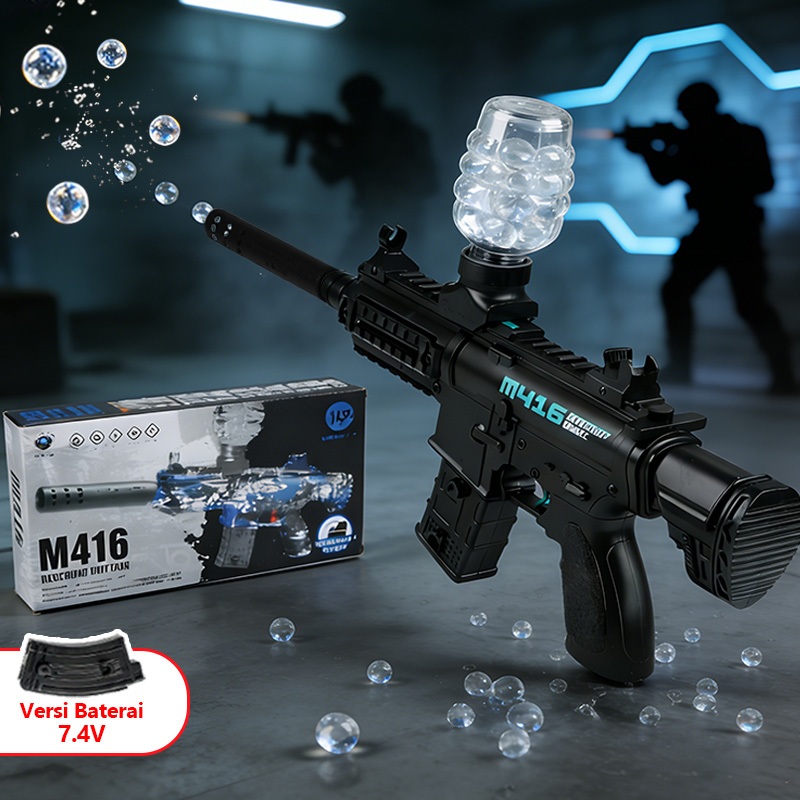 Mainan Pistol Tembak Tembakan Air M416 Water Gel Elektrik 50cm Mainan Anak Tidak Berbahaya