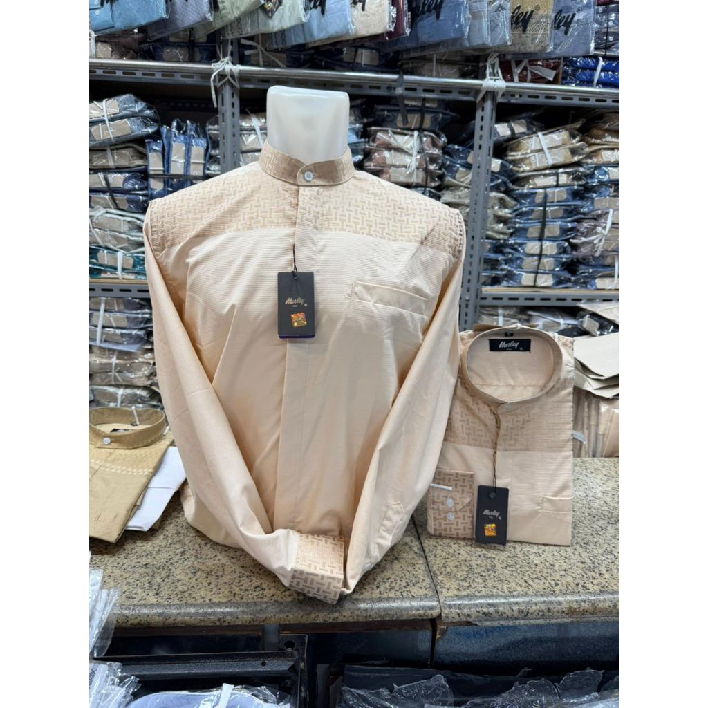 Kemko Harley man original - kemko warna cream- kemeja Koko terbaru-kemko murah -baju muslim pria