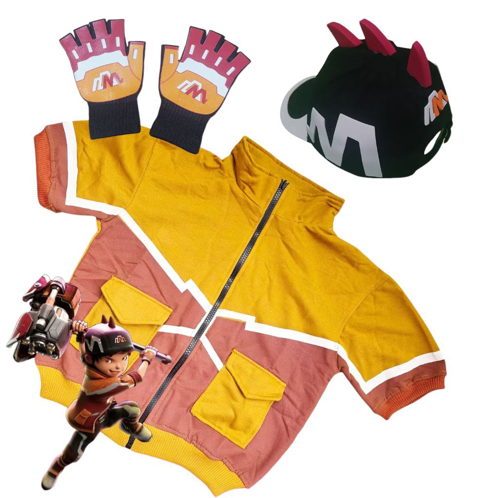 KOSTUM BOBOIBOY GENTAR TOPI BOBOIBOY GENTAR JAKET DAN SARUNG TANGAN