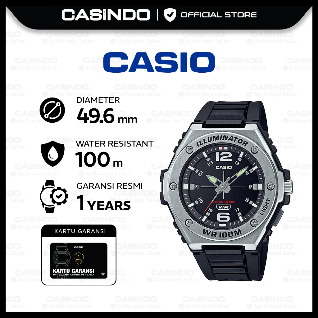 CASIO Jam Tangan Pria Analog MWA-100H-1AVDF