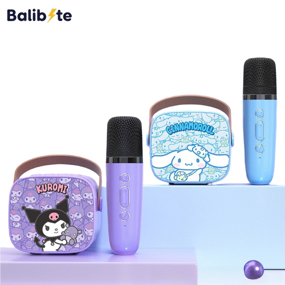 Balibyte Kuromi Speaker mikrofon Bluetooth nirkabel mini speaker portabel Kuromi keluarga Sanrio bar