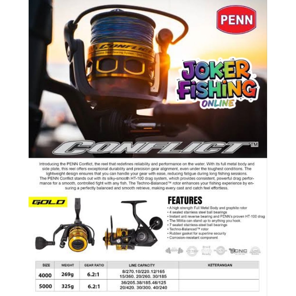 REEL PENN CONFLICT GOLD (4000-5000)
