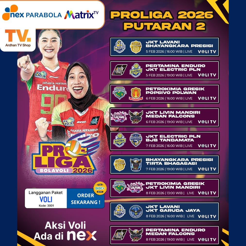 Nex Parabola Dan Matrix Paket VOLI 1 & 3 Bulan - Paket nonton Voli Proliga 2026