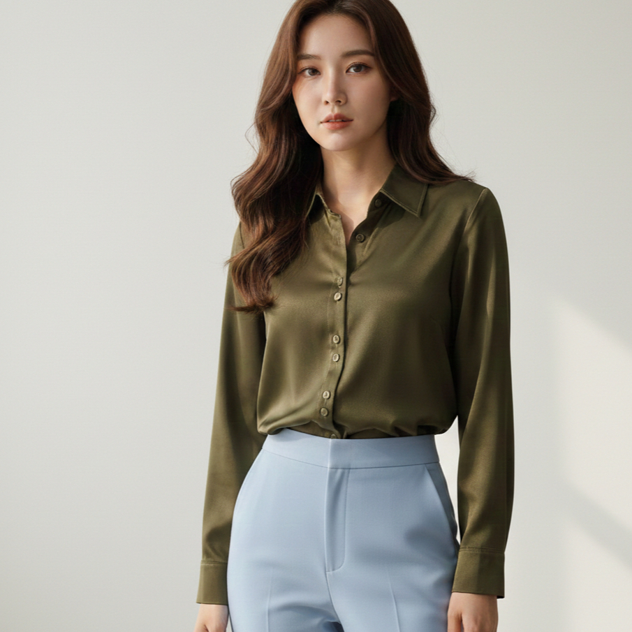 CALISSA FASHION BISA COD KEMEJA/ATASAN WANITA KANTOR/OFFICE STYLE KOREA LENGAN PANJANG MODEL MIYA