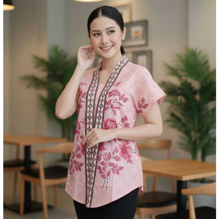 Atasan Batik Wanita / Blus Batik Leher  V MIRABEL