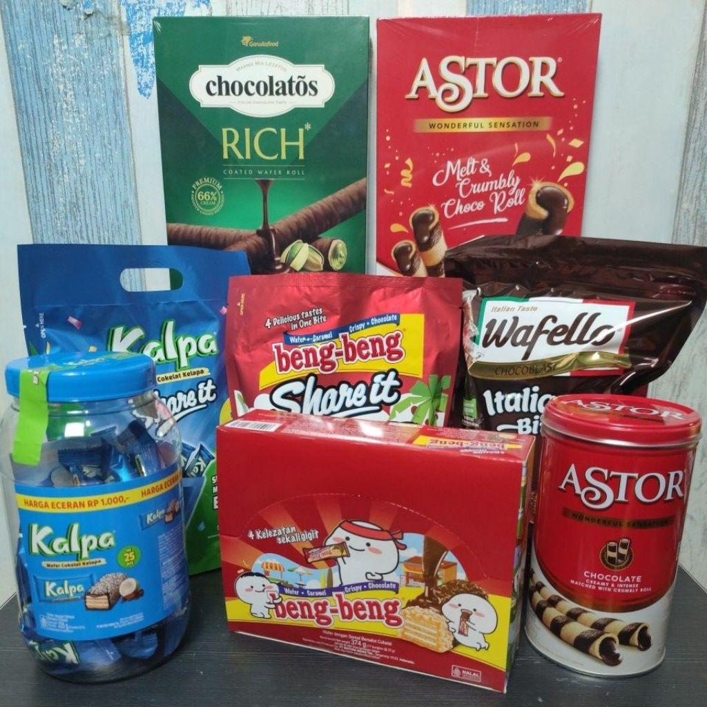 Grosir Kartonan Snacks Hampers Lebaran | Aneka Cemilan | Astor Bengbeng Wafello Kalpa Chocolatos Dub