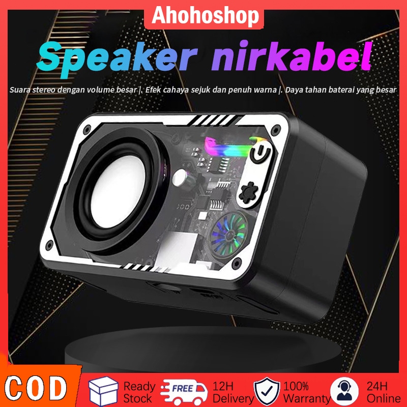 Speaker Bluetooth Cyberpunk Double Subwoofer Music Salon Baja Kecil Audio Portabel Nirkabel 3D Stere