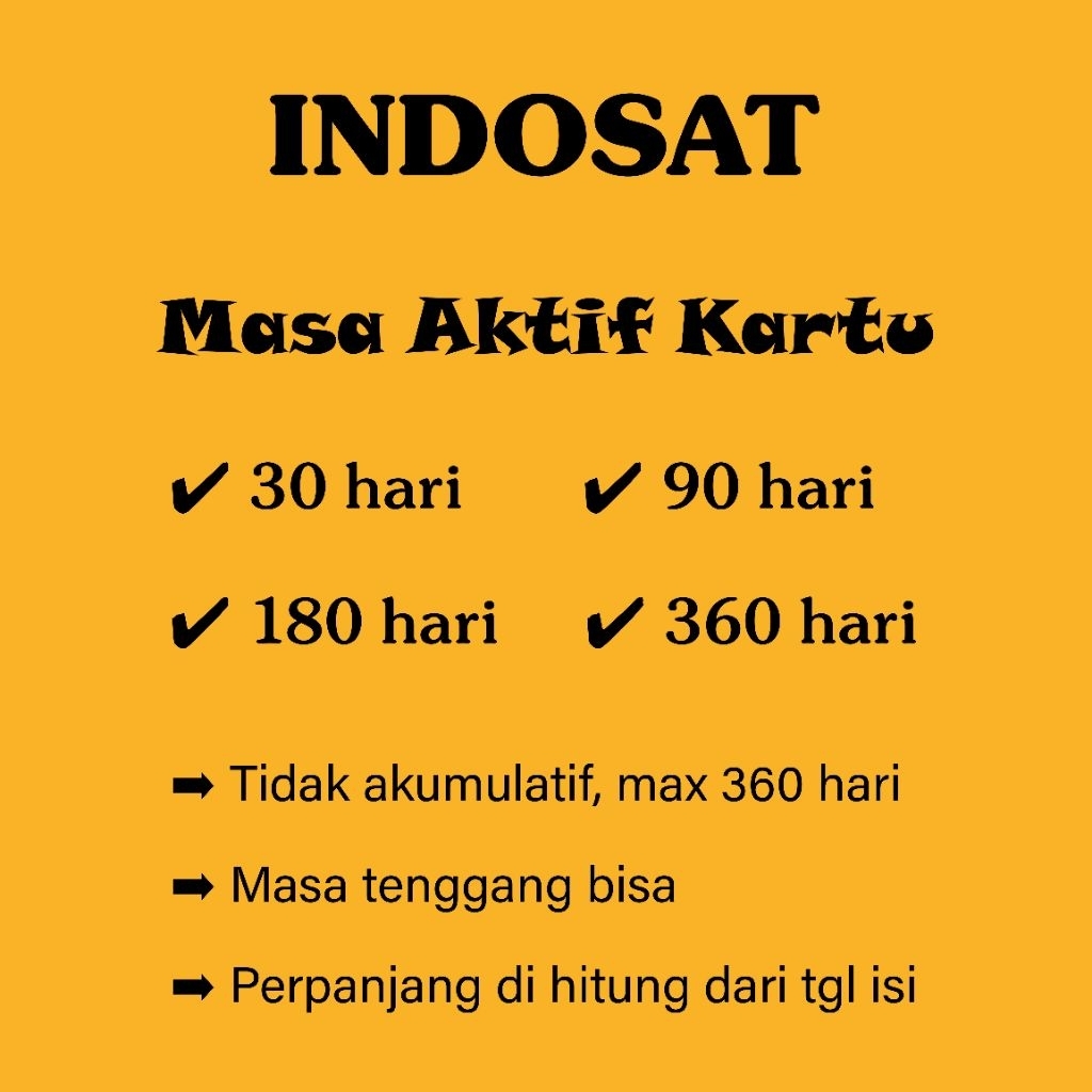 INDOSAT MASA AKTIF KARTU 30 HARI 90 HARI 180 HARI 360 HARI