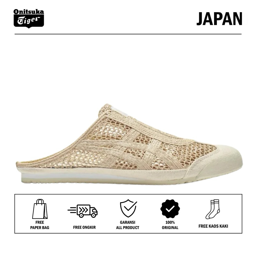 Sepatu Onitsuka Tiger Mexico 66 Sabot Beige Sand Original / Sepatu Wanita / Sandal Wanita / Sneakers