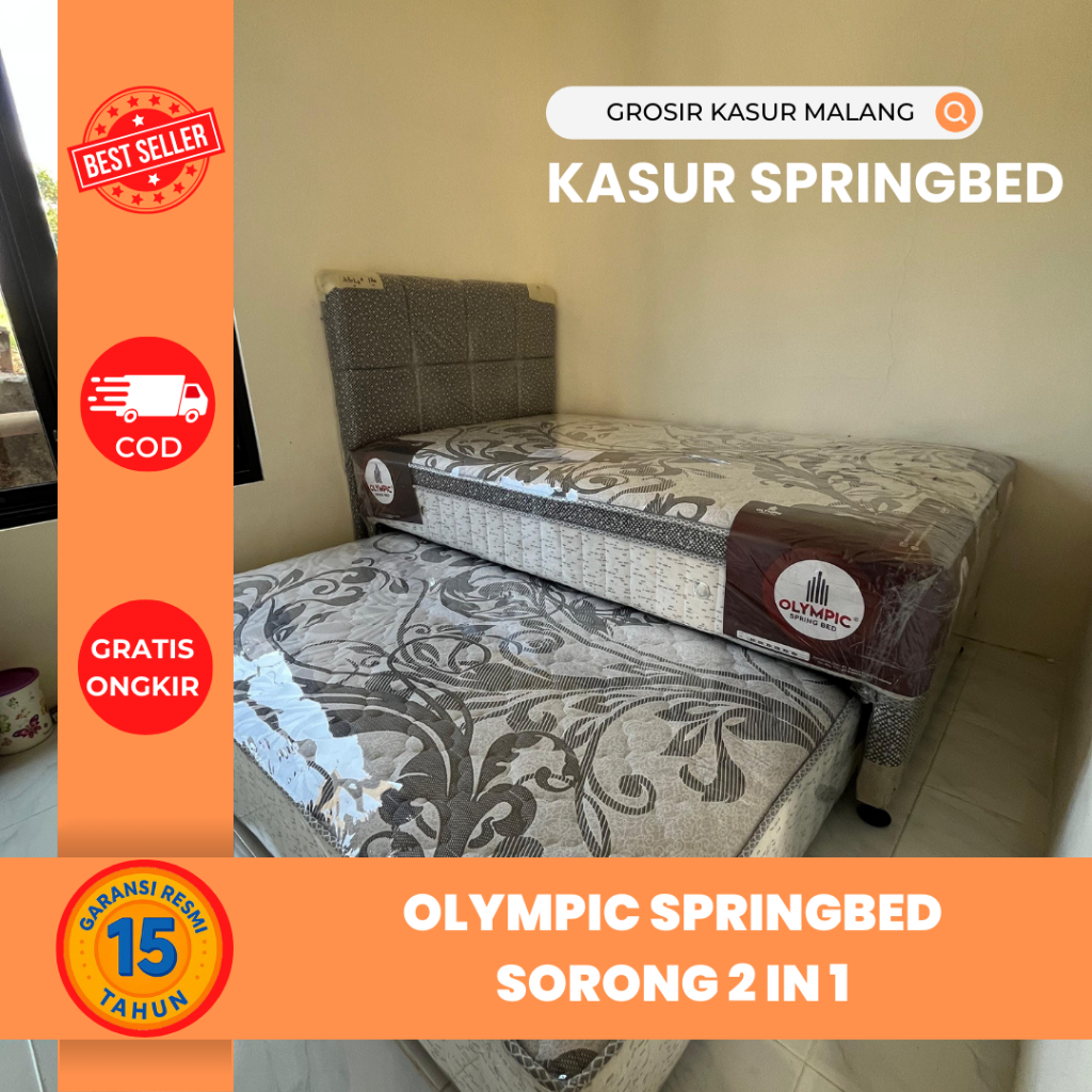 (PRODUK KHUSUS AREA MALANG RAYA) Olympic Springbed Sorong Set Divan + Matras Tarik Bonnell Spring Kn