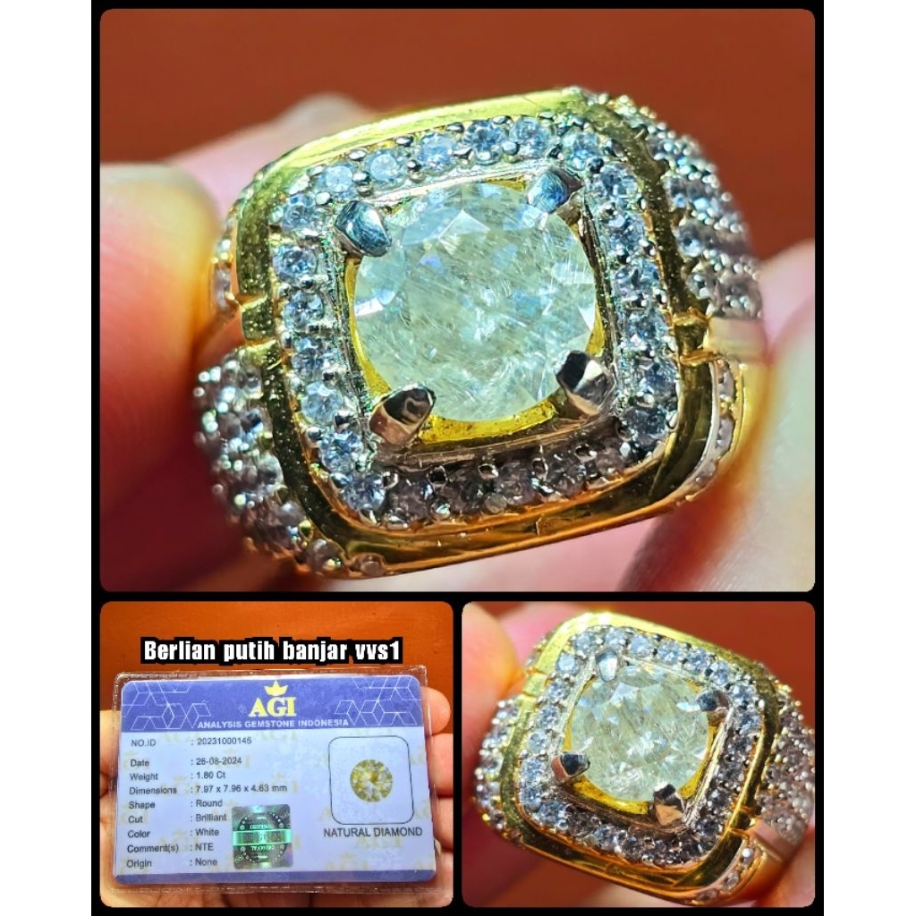NATURAL BATU BERLIAN Berlian banjar  VVS1 + MEMO LAB