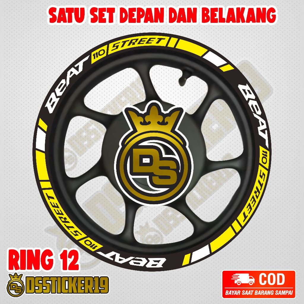 Stiker Velg Honda New Beat Street 2024 Ring 12 Reflektif Daya Rekat Kuat Multiwarna