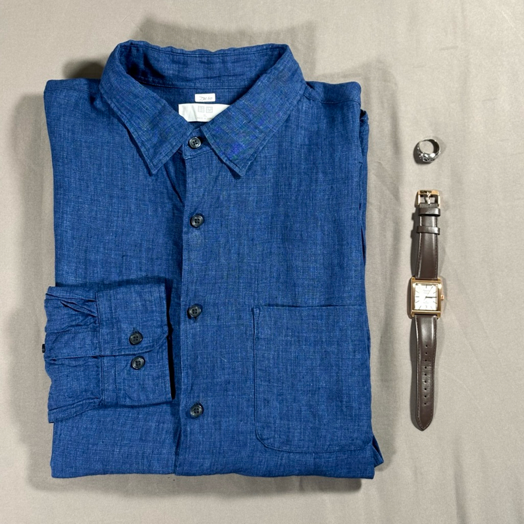 [PRELOVED] BRAND ORIGINAL UNIQ**, KEMEJA, ATASAN PRIA, KEMEJA LENGAN PANJANG, KEMEJA LINEN