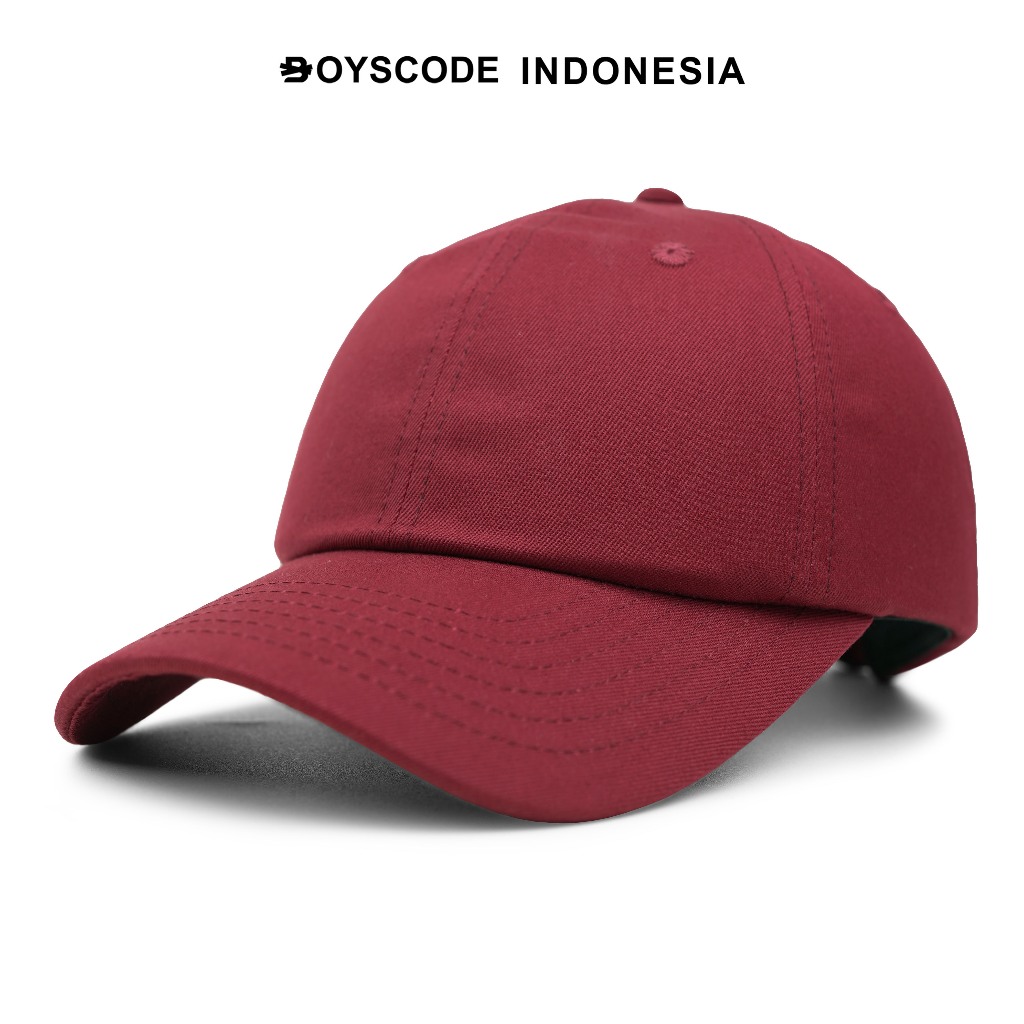 BOYSCODE Topi Baseball Polo Cap Basic Polos Premium Pria Wanita Unisex Merah Maroon / Topi Bisbol Po