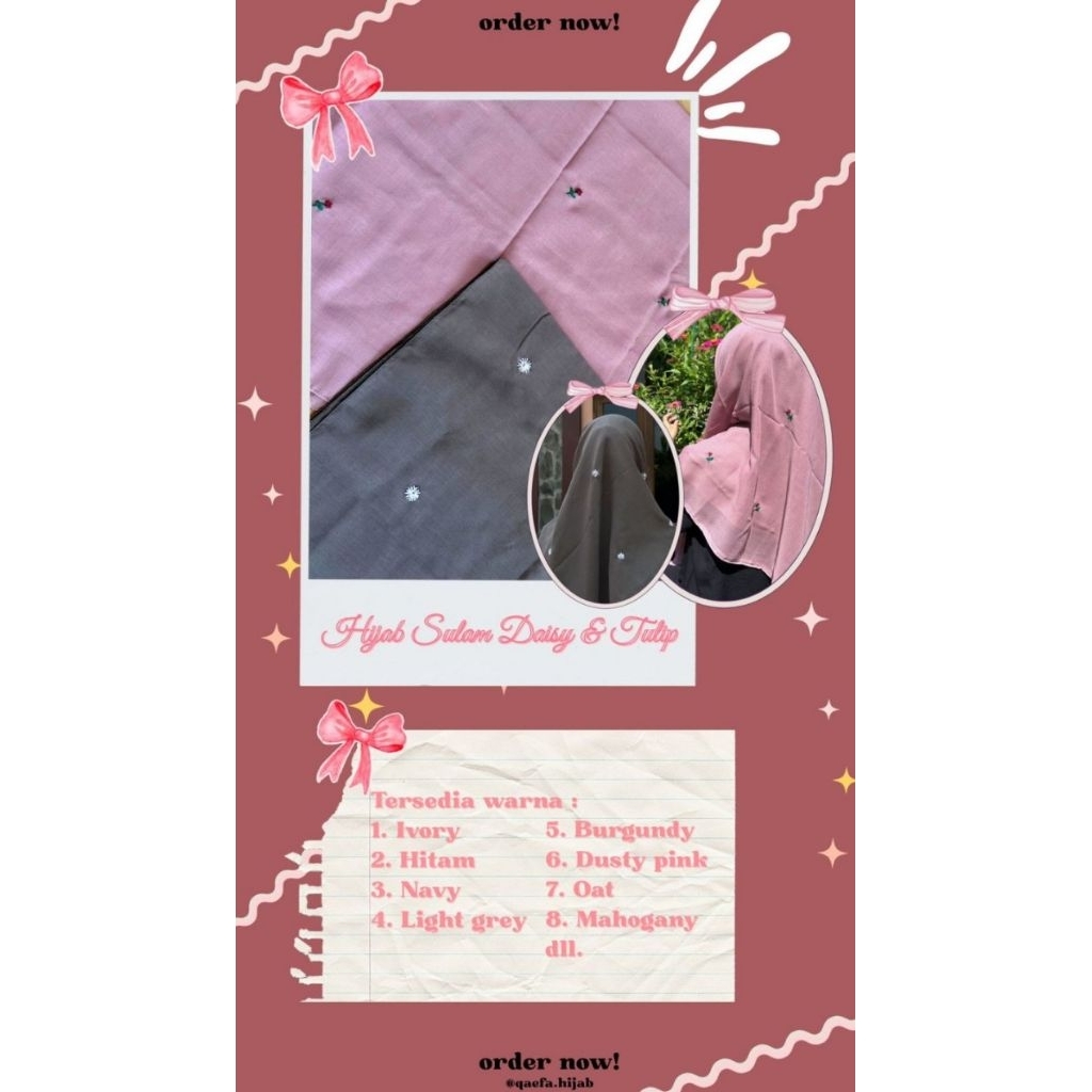 Jilbab Motif Sulam Paris Jadul segi empat