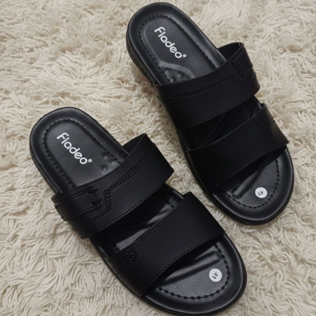Sandal Cowok Keren Fladeo Kulit Sintetis