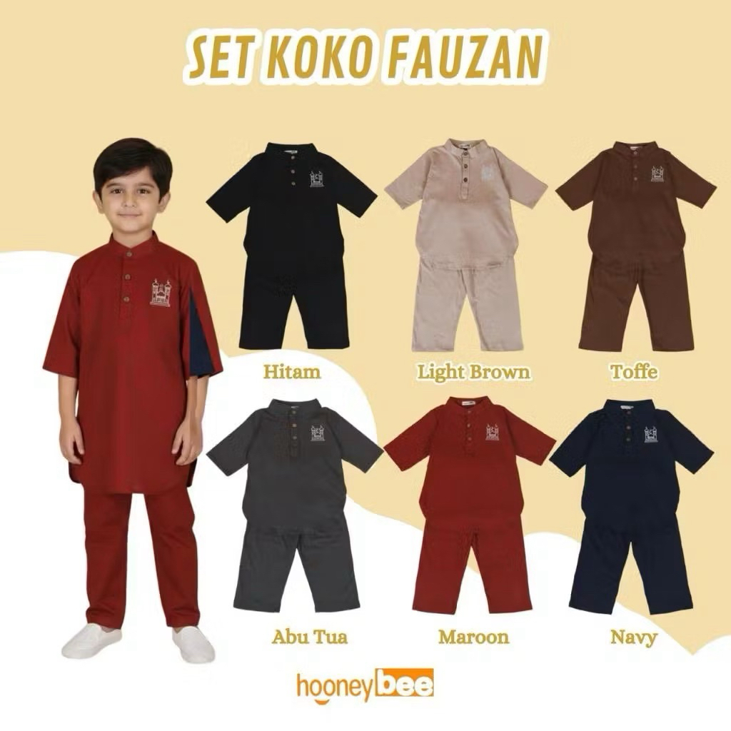 SET KOKO ASRAF / Koko Fauzan Honney Bee Setelan Koko Anak Junior [Size 2-10 Thn] Baju Anak Laki-laki