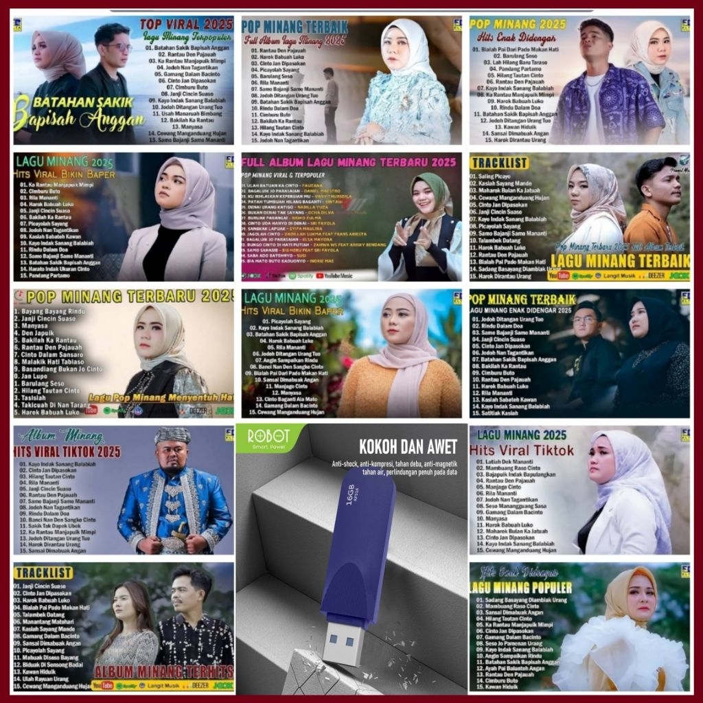 USB MOBIL MP3 LAGU POP MINANG TERBARU - USB MP3 LAGU MINANG TERBARU - USB MOBIL UNTUK MUSIK - USB MP