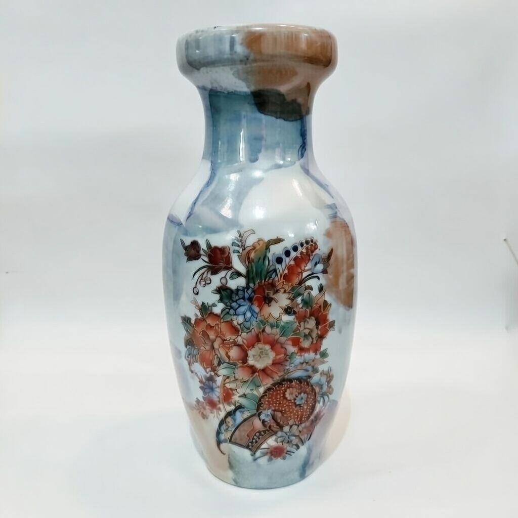 VAS GUCI KERAMIK IMPORT 20CM Buatan China Motif Bunga dan Burung Elegan untuk Dekorasi Rumah