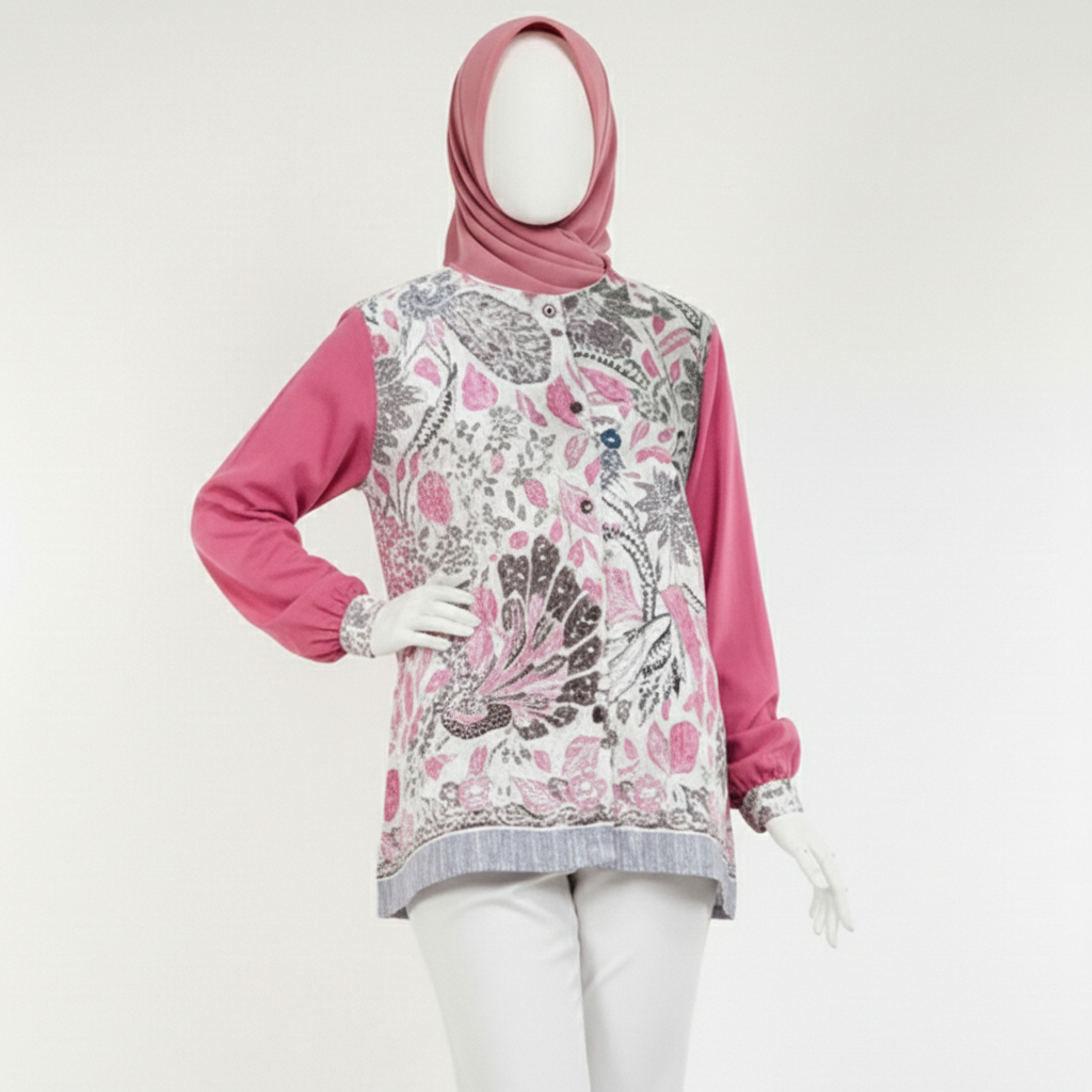 Dila Fashion Blus Batik Wanita Kerja Kombinasi Jumbo Ld 120 130 140 150 Busui Friendly
