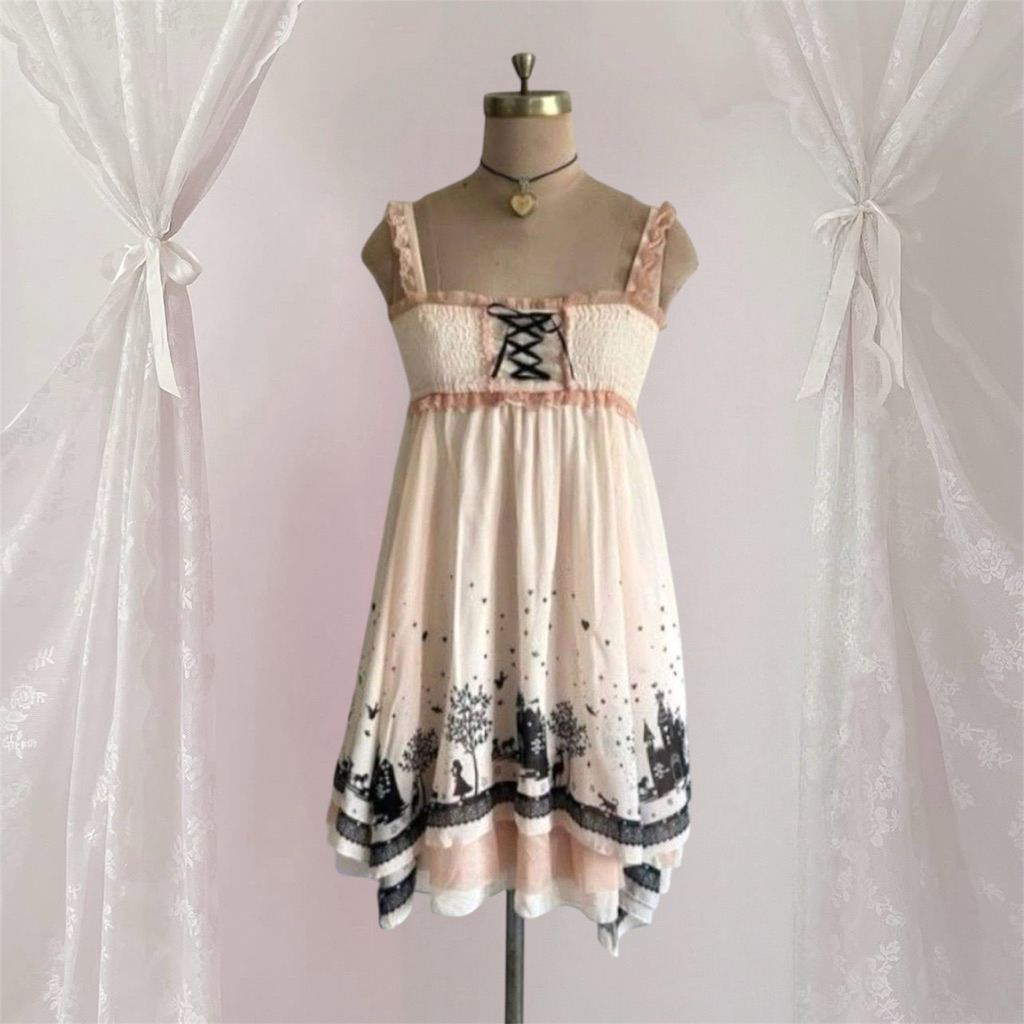 A.R.W arrow l00k 4 like axes femme kawaii asymmetrical dress skirt shabby mori kei shoujo girl himek