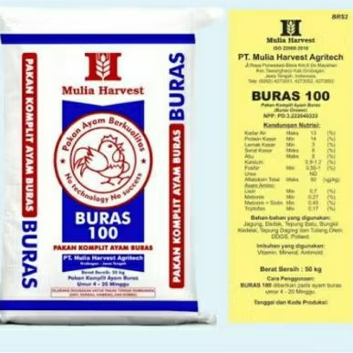 Pakan Ayam dan Bebek BURAS 100 Mulia Harvest Pur Ayam Murah Berkualitas 50 KG