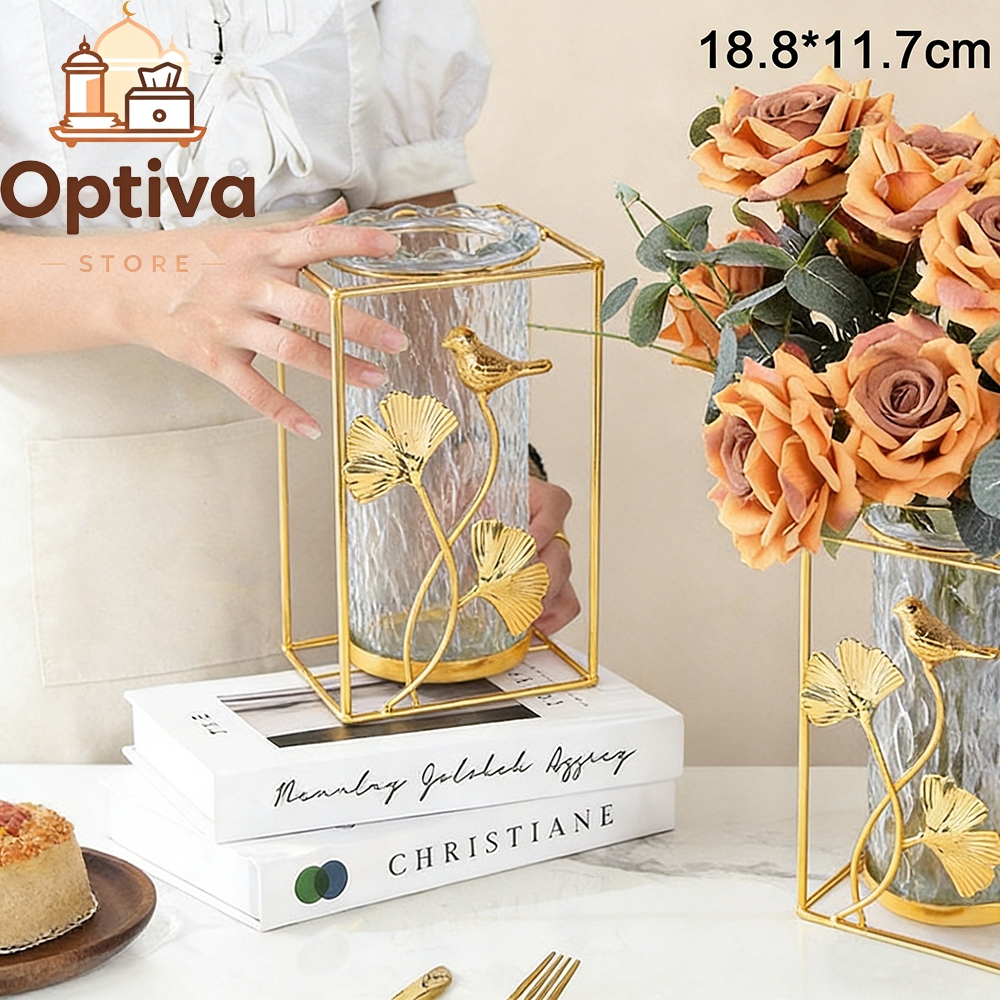 OPTIVIA Kaca Kristal Mewah Ruang Tamu Kelas Atas Pengaturan Bunga Meja Makan Meja Makan Kabinet TV M