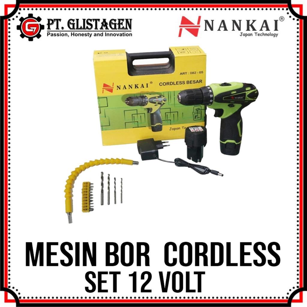 Nankai ART082-05 Mesin Bor Baterai Set 10MM Bor Tangan Baterai 12 Volt Bor Charge Hand Cordless Dril