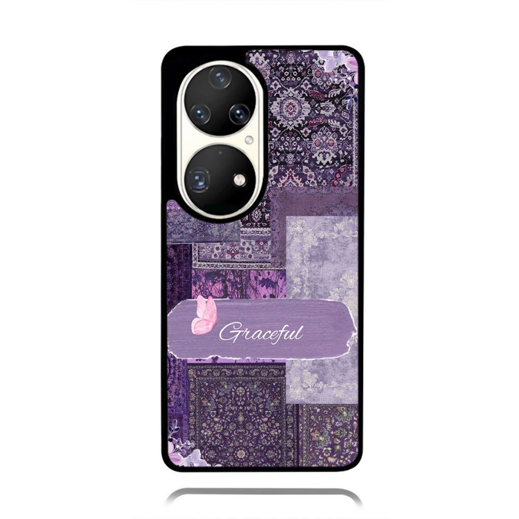 Case Phone HUAWEI P50 P40 P30 P20 Pro TPU Rubber Softcase Graceful Purple Art