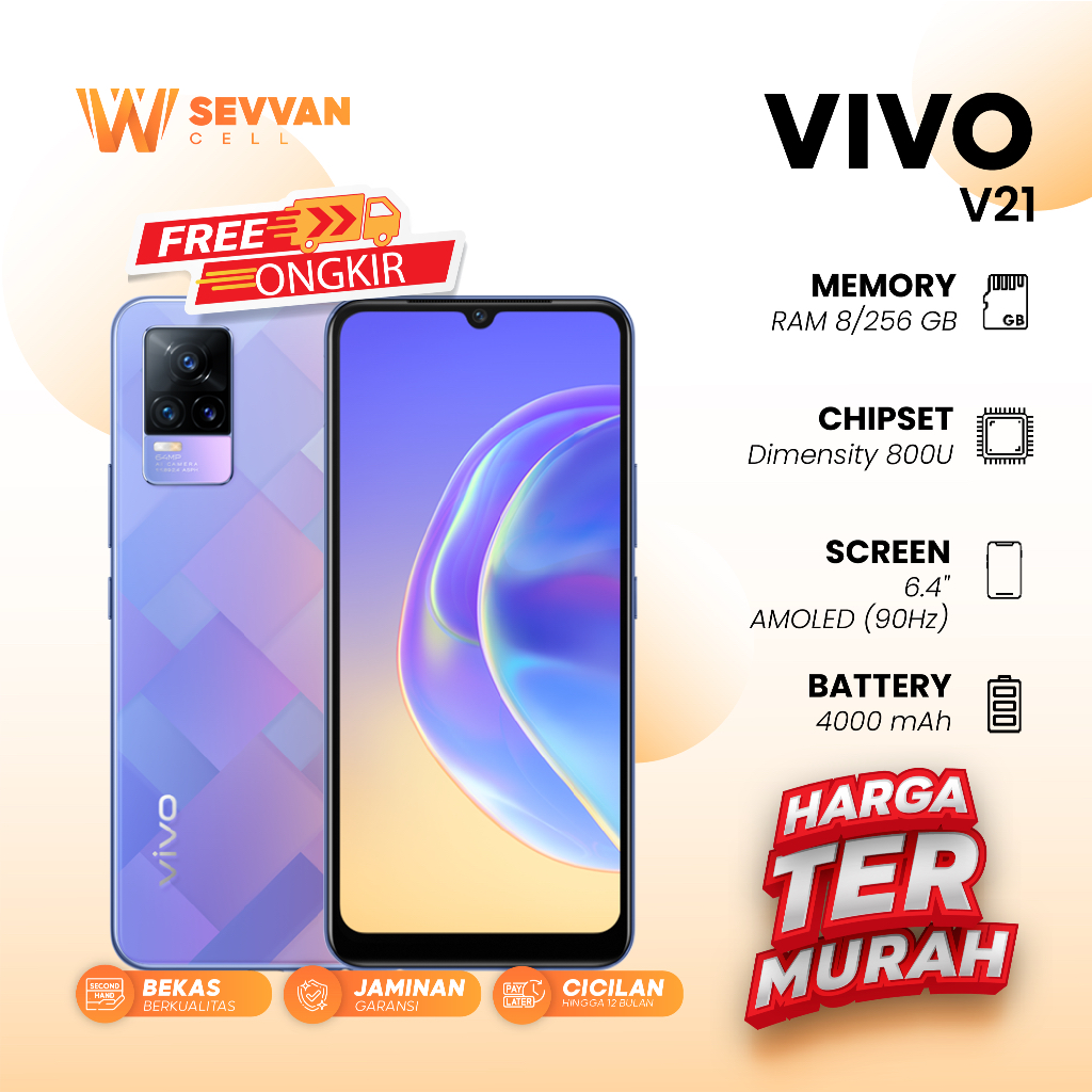 Handphone Vivo V21 Ram 8 256GB
