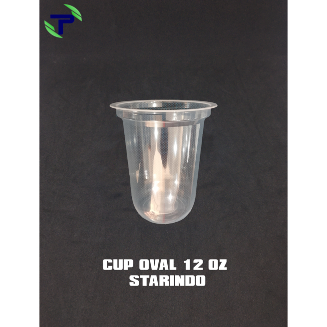 Gelas Minuman Plastik Oval STARINDO 12oz 14oz  / Cup Oval STARINDO 12oz 14oz - isi 50 pcs