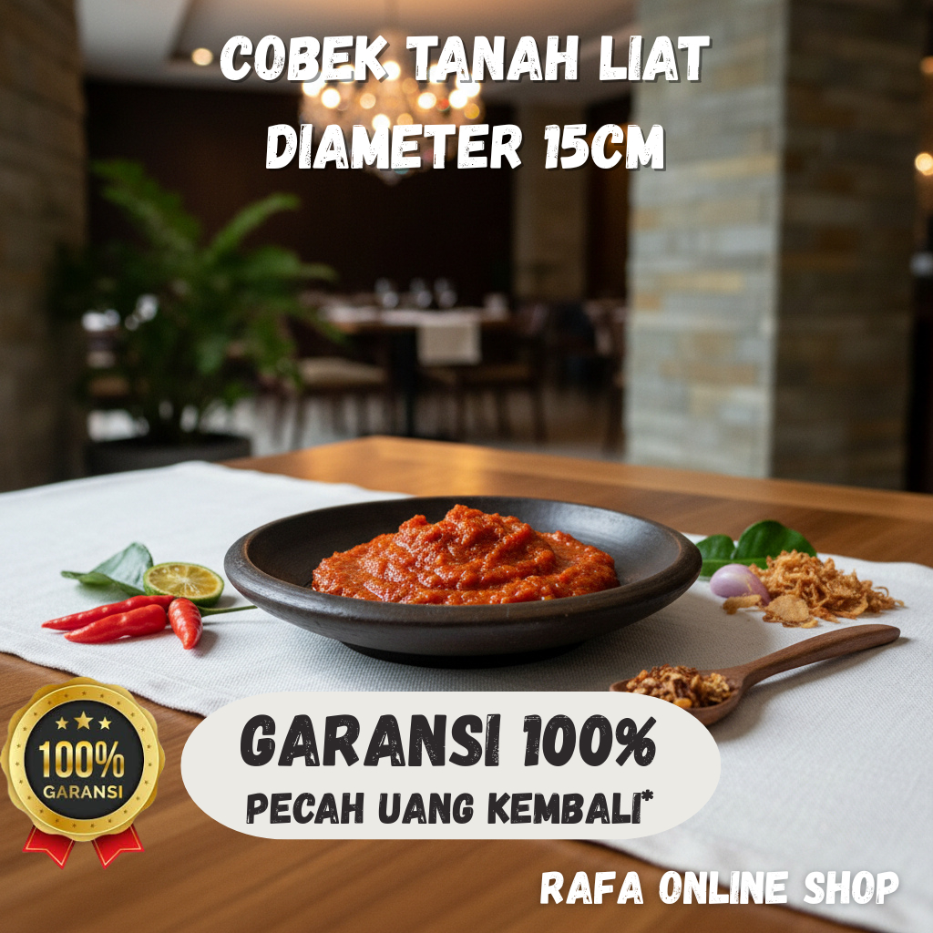 Cobek Tanah Liat Clay Sambal Gami Piring Gerabah Tahan Panas - Diameter 15 cm