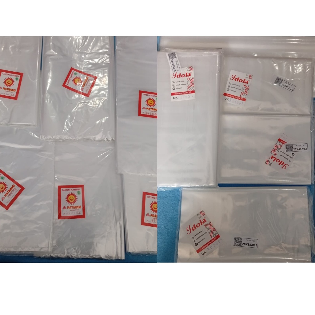 Kantong Plastik PP Bening 20x35 23x37 25x40 27x45 30x45 35x50 cm Bungkus Makanan Sayuran Gula Kiloan