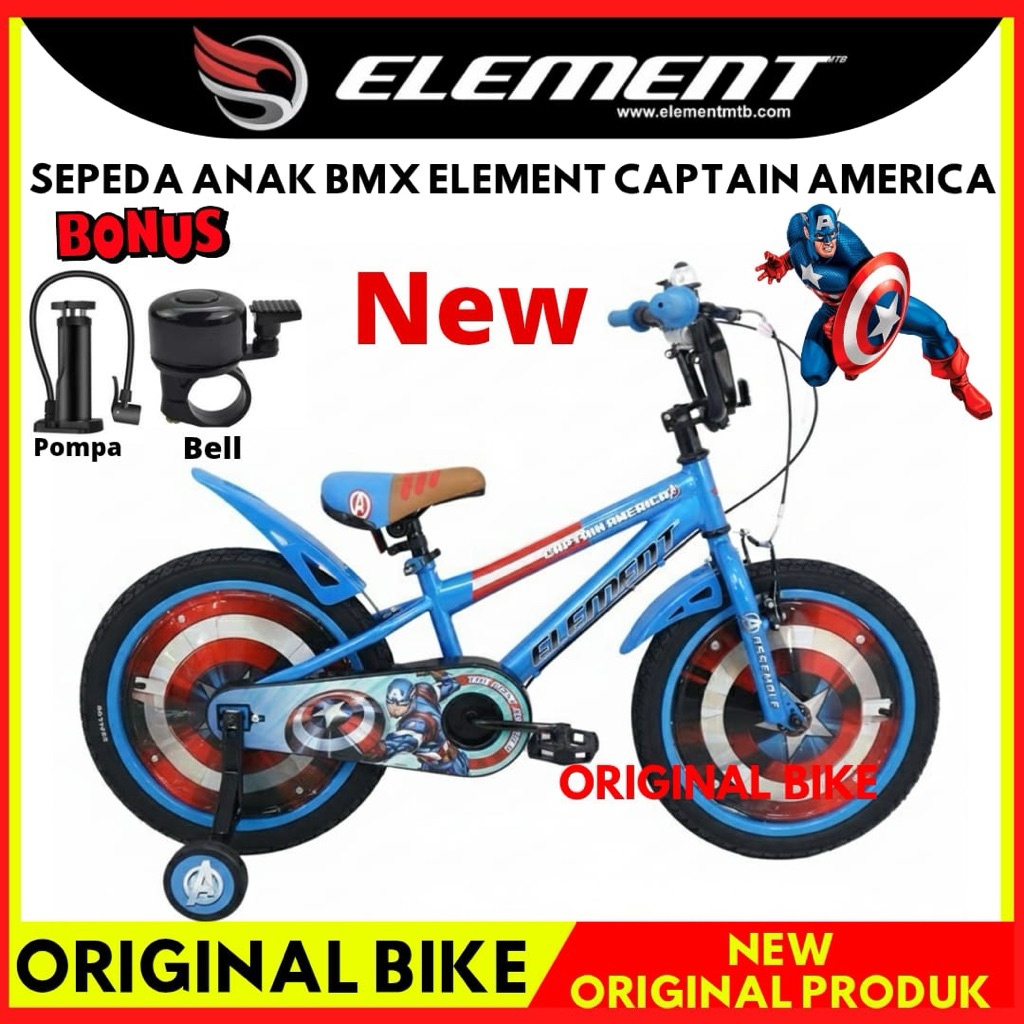 Sepeda Anak Laki Laki 18 Inch BMX Element Captain America Terbaru