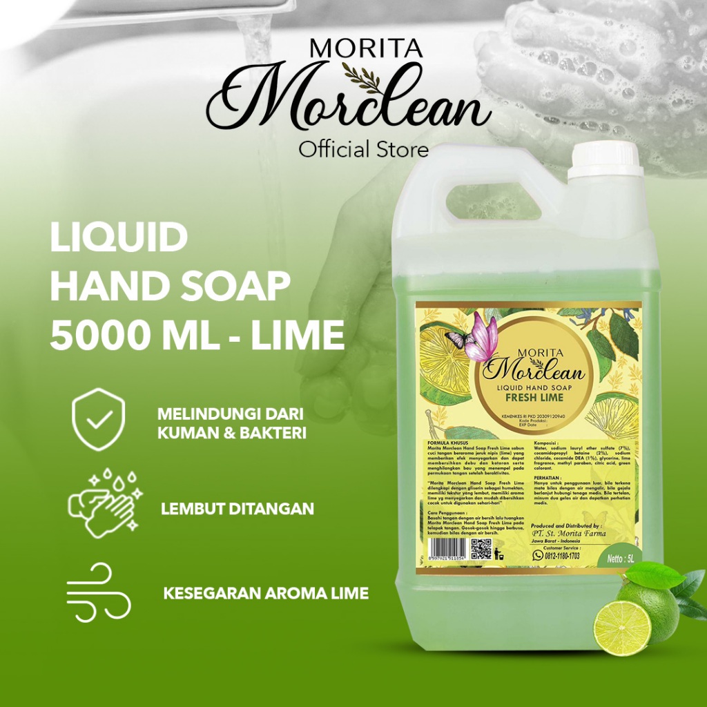 MORITA MORCLEAN Liquid Hand Soap Lime 5L/Sabun Cuci Tangan Cair/ Sabun Cuci Tangan Premium/ Sabun Cu