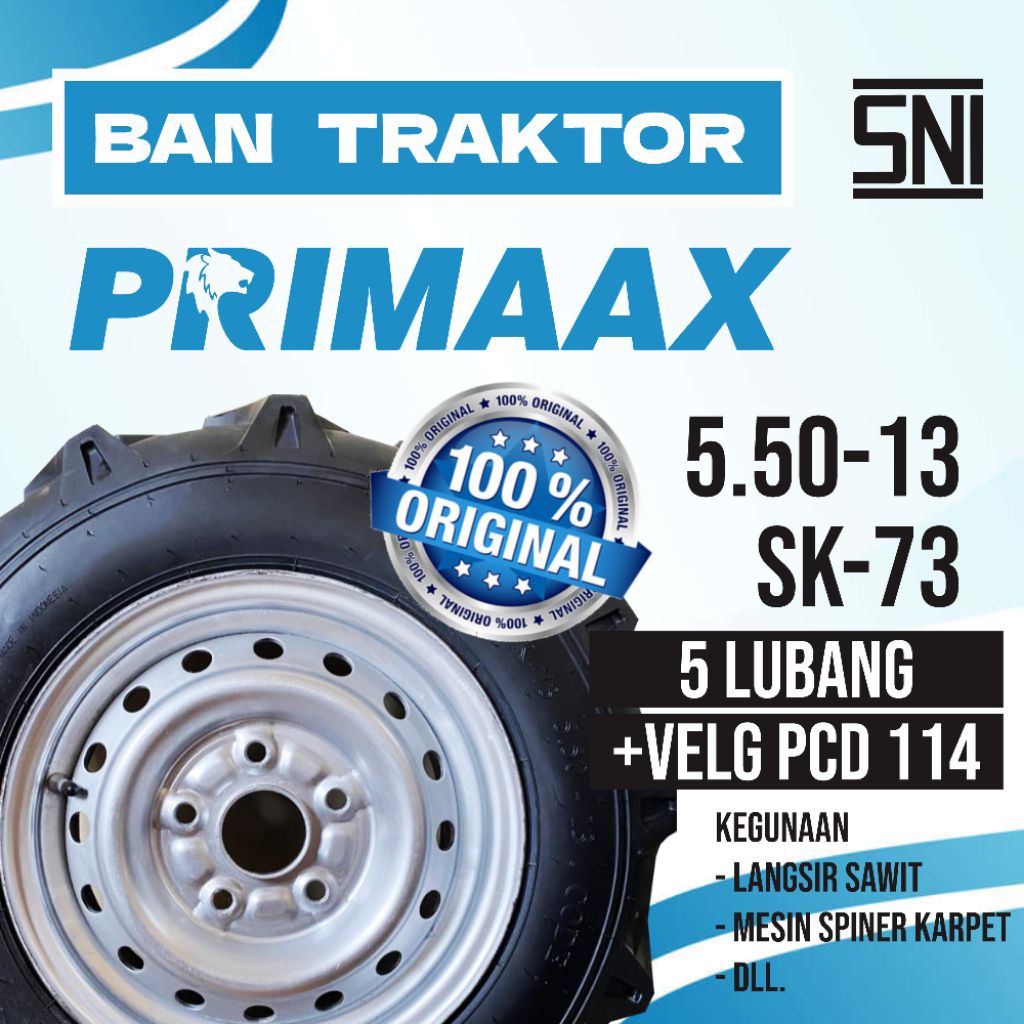 BAN TRAKTOR RING 13 5.50 + VELG PCD 114 LUBANG 5