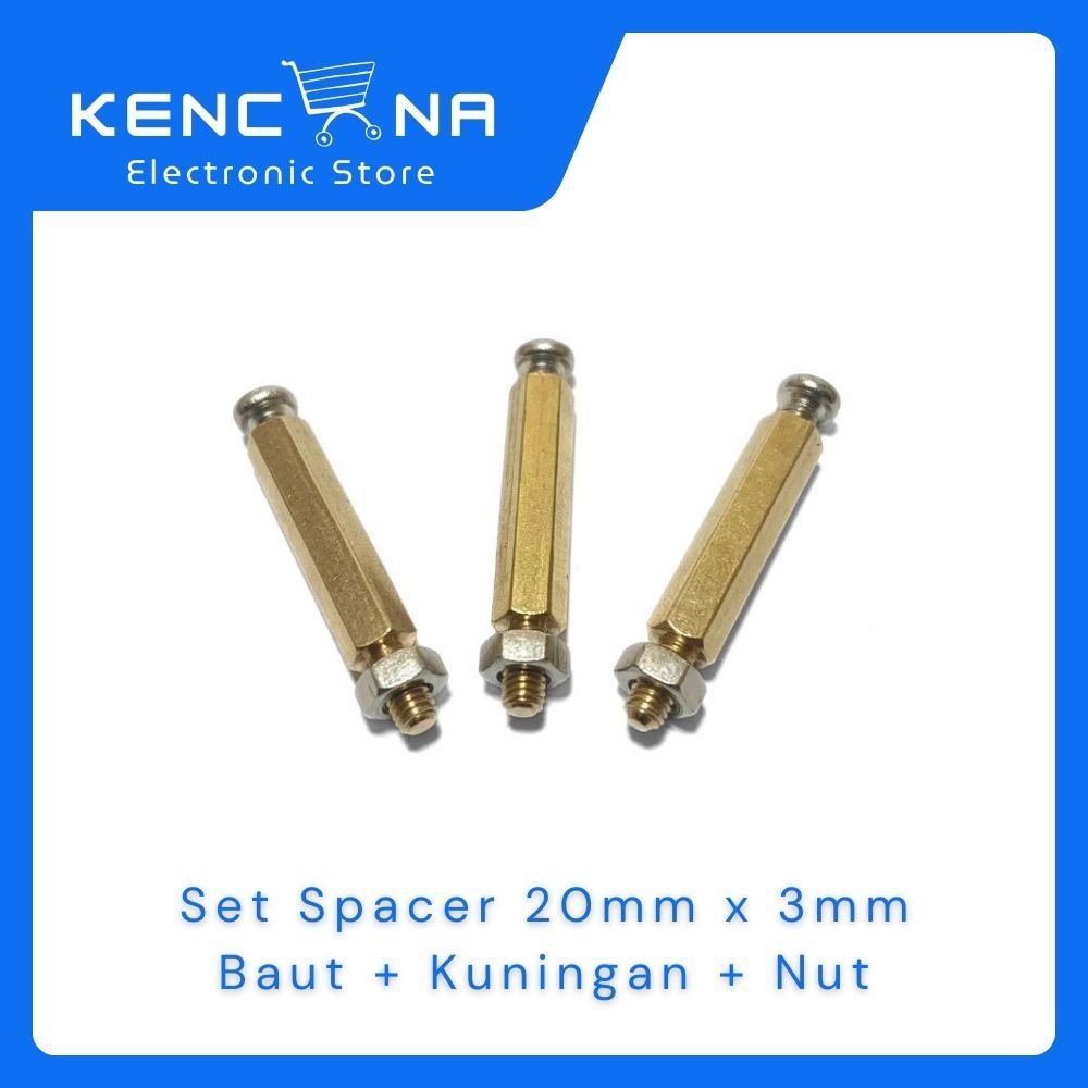 SPACER PCB METAL 20MM X 3MM SET SPACER+BAUT+NUT