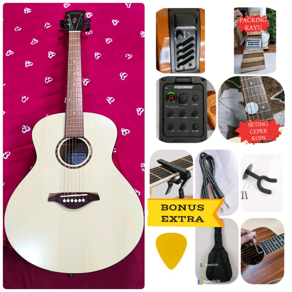 GITAR AKUSTIK ELEKTRIK ORIGINAL GRAZIA MODEL JRB 05 N