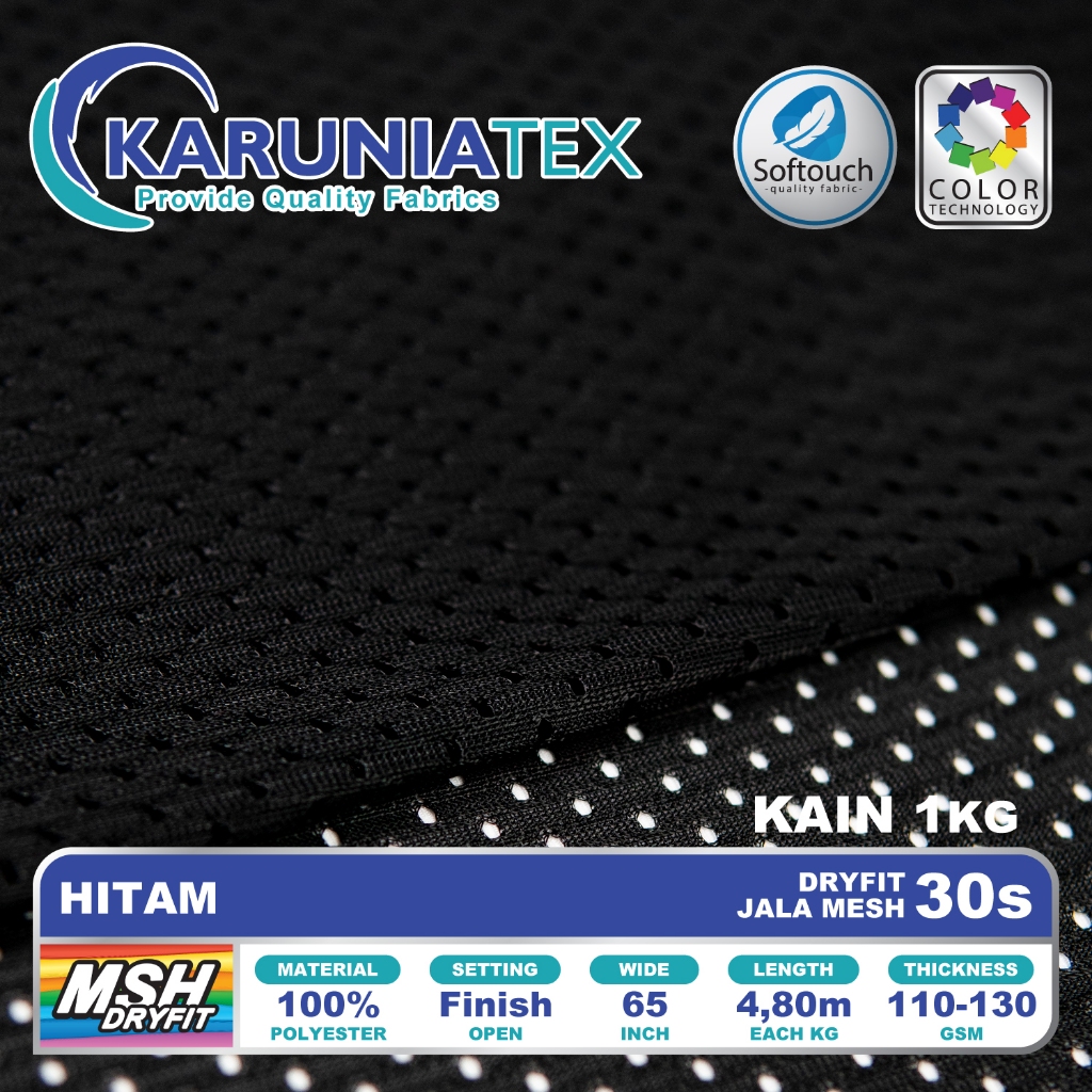 Kain Dryfit Jala Mesh Kiloan | Hitam | Karunia Textile