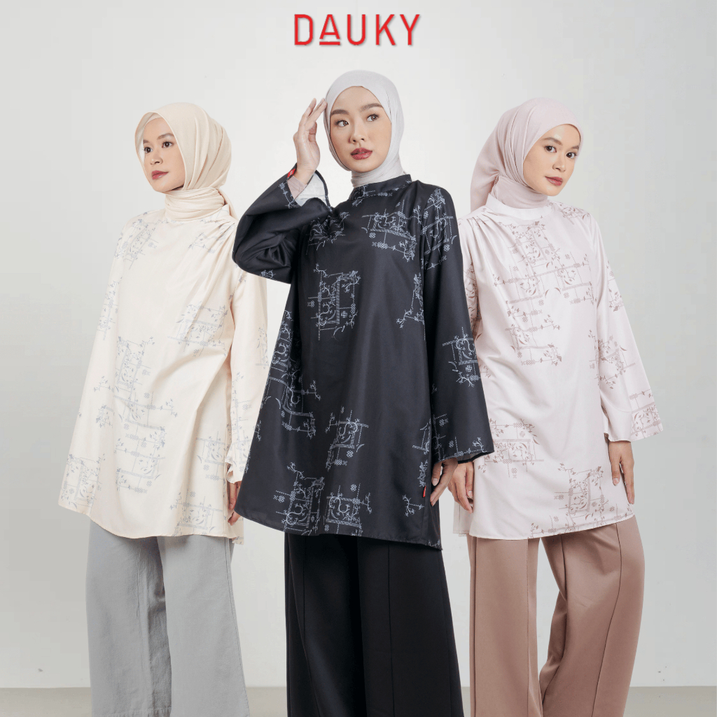Dauky Baju Atasan M Tunic Drape Bitter Bloom Motif