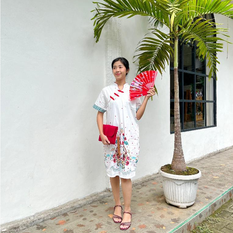 Batik Wanita - Dress Batik Cheongsam Katun Stretch