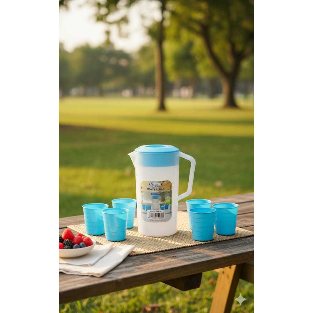 Hawaii Water Jug Sasaki Picnic Set Gelas Eskan / Eskan Glass Picnic Set 2,2 L 5566 PS/Teko Air Minum