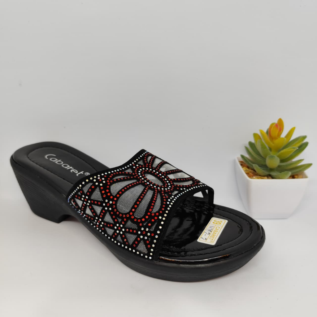 NewYordan Sandal Pesta Mewah Wanita – Cabaret JH.102-2 Merah | Wedges Heels | Elegant & Casual