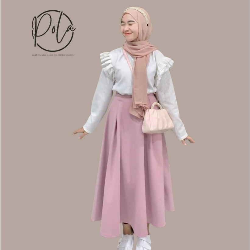 Pola Wear Rok Flare Wanita Rok Kerja Scuba A Line Rok Mayung