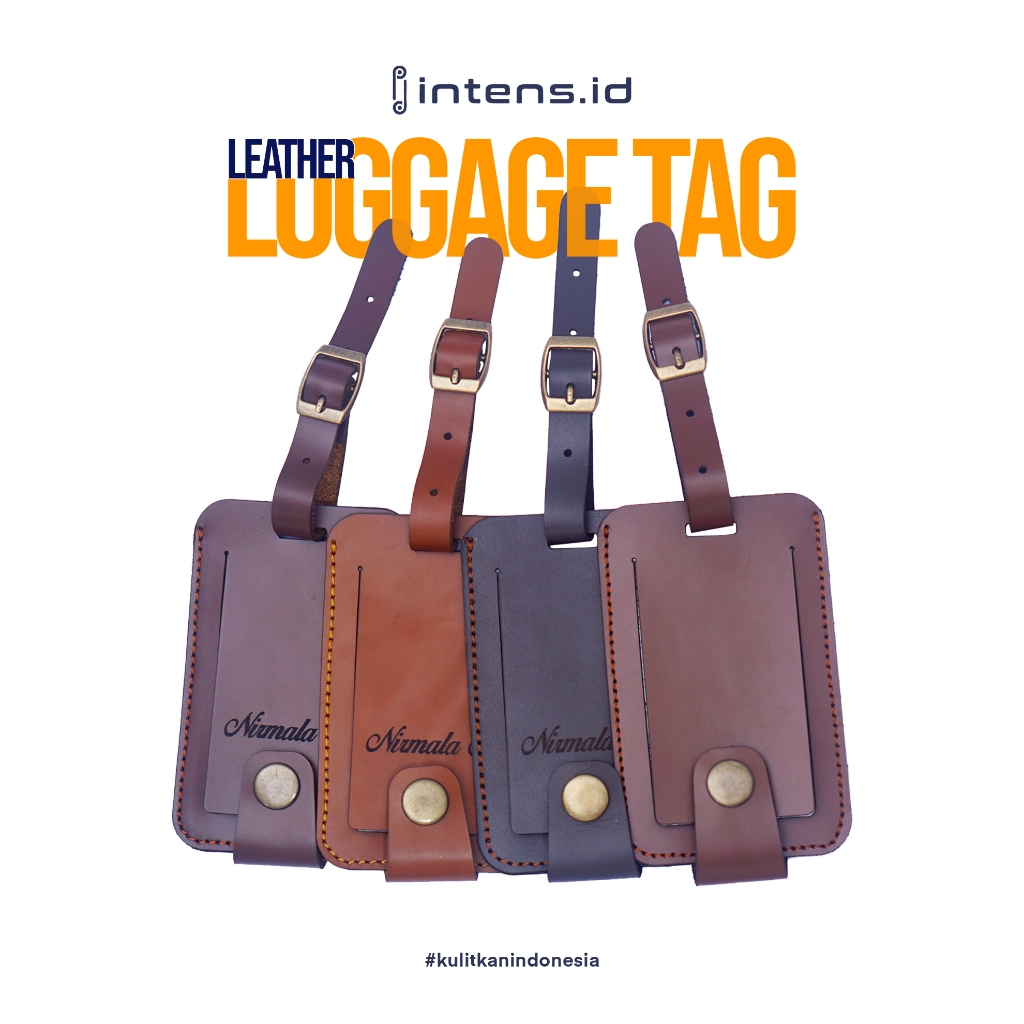 Tag Koper Kulit Premium - Gantungan Nama Koper Kulit Asli - Luggage Tag Kulit Free Grafir Anti Hilan