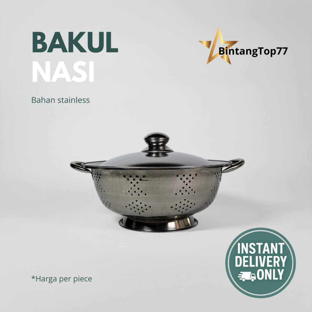 [INSTANT ONLY] Bakul Nasi Stainless No.26 / Wakul Nasi Tutup (HARGA PER PIECE)
