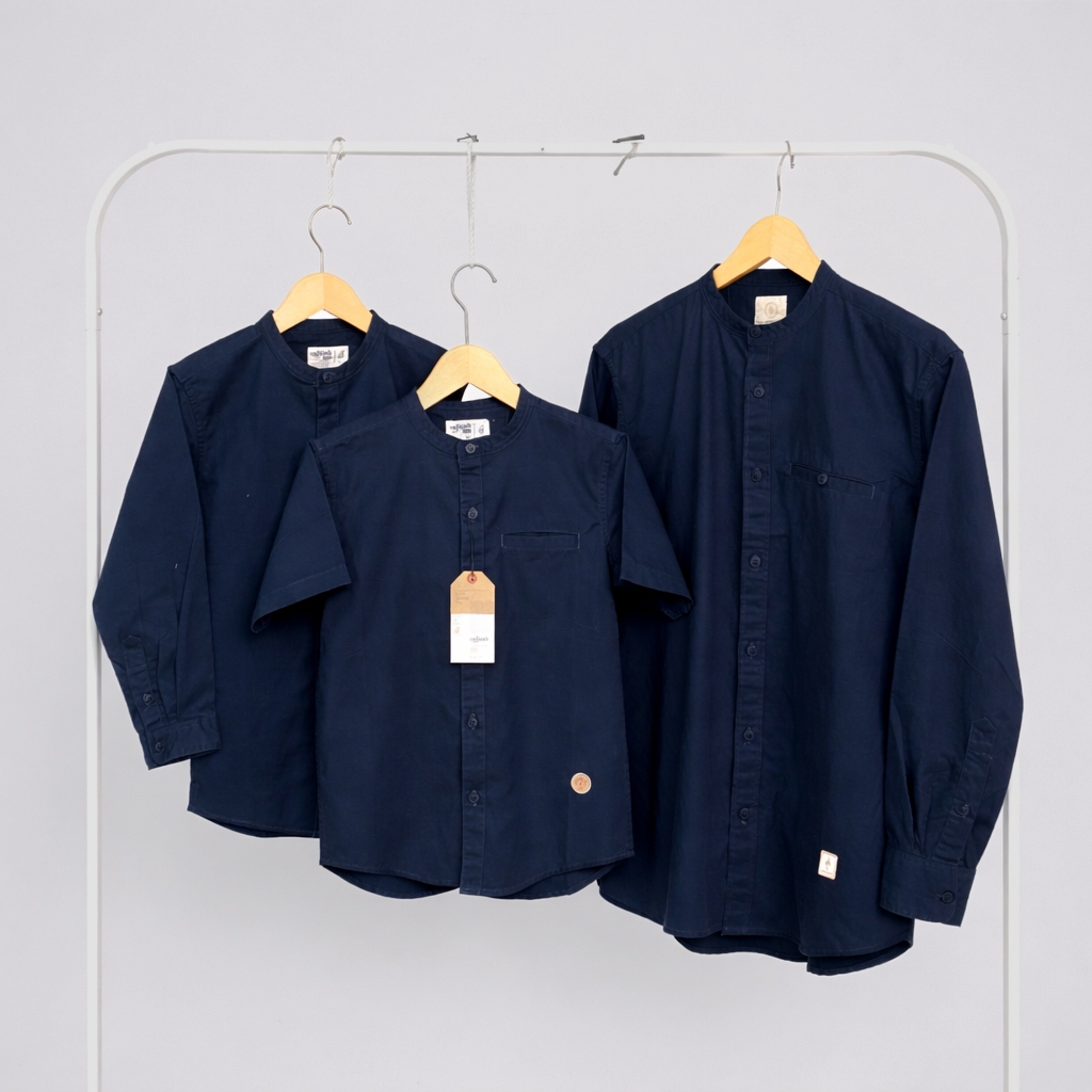 SAJUAK - Kemko Katun Twill Gap Navy Couple Ayah Anak Kemeja koko Baju Koko Biru Dongker